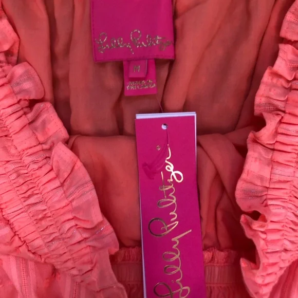 NWT Lilly Pulitzer Louisa Belted Off the Shoulder Mini Dress in Papaya Punch M - Picture 10 of 16